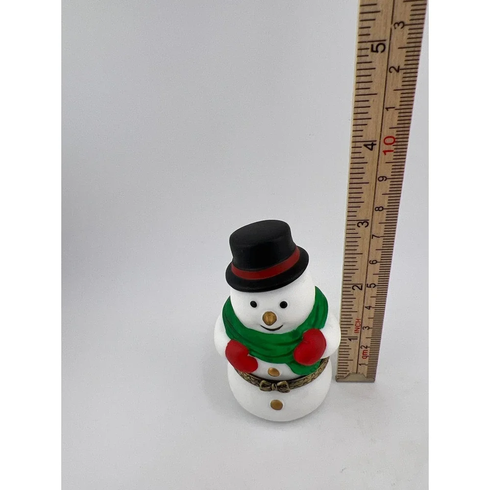 Hinged‎ Snowman Trinket Box Small Decoration Deco Gift Vintage